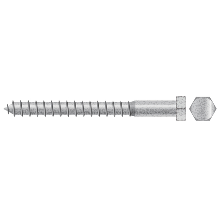 SEACHOICE Lag Screw, 5/16 in, 5 in, Hot Dipped Galvanized Hex 1516